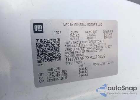 2023 GMC Savana Cargo Rwd 2500 Regular Wheelbase Work Van z USA, uszkodzony, nr VIN 1GTW7AFPXP1110302